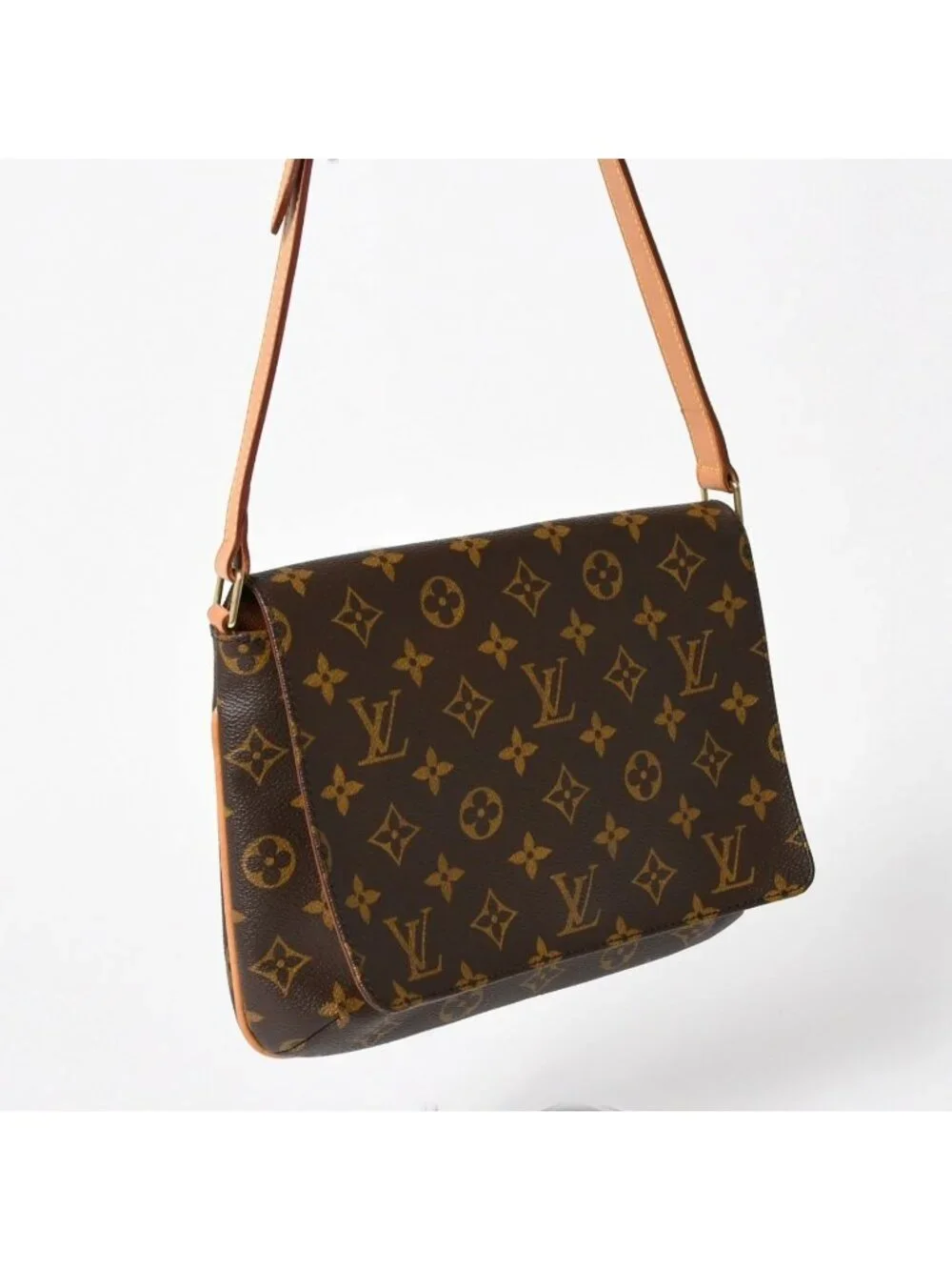 Louis Vuitton Musette Tango Shoulder Bag Monogram Canvas Brown Gold